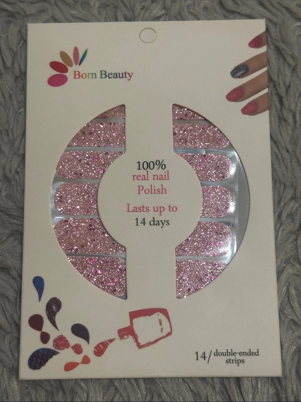 Glitter Nail Polish Strips - Pink, Blue, Silver, Rose, Red